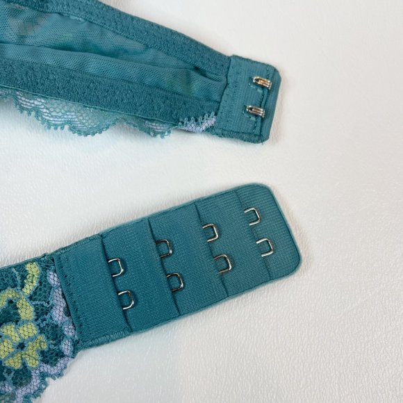 NWOT Victoria's Secret Bra 32C Dream Angels Padded No-Wire Blue Floral Lace - Picture 5 of 7